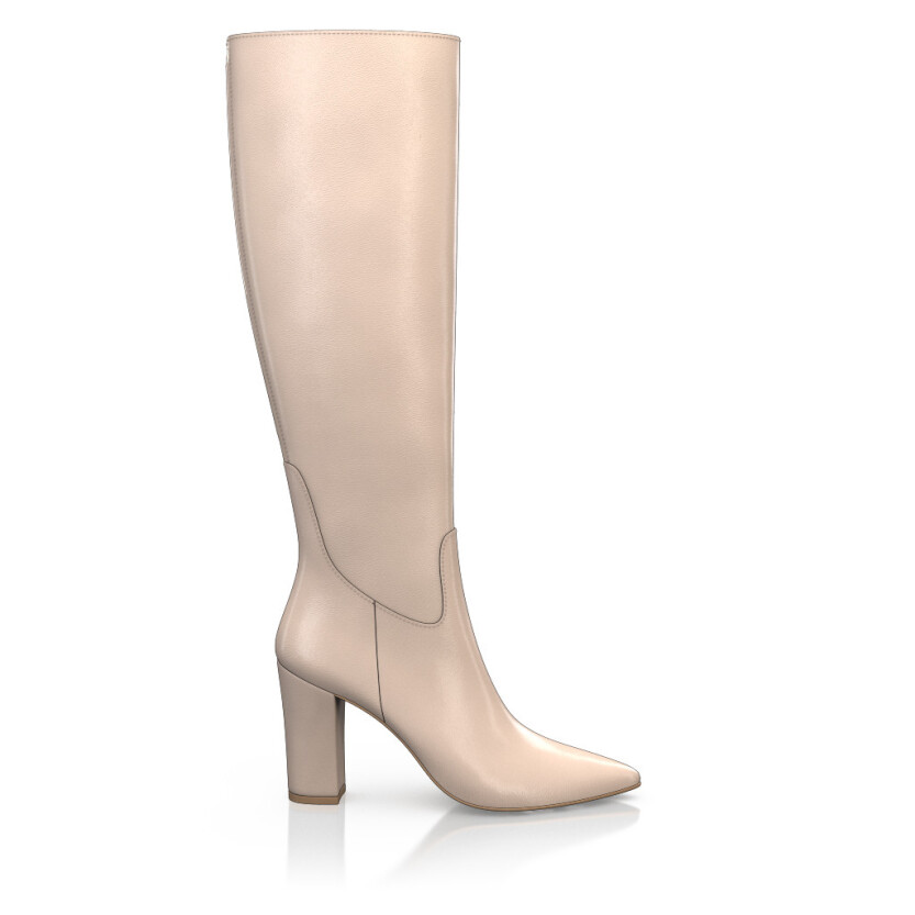 Pointed Toe Heeled Knee-High Boots 49408
