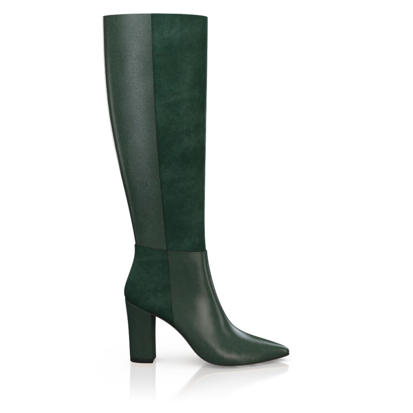 Pointed Toe Heeled Knee-High Boots 49420