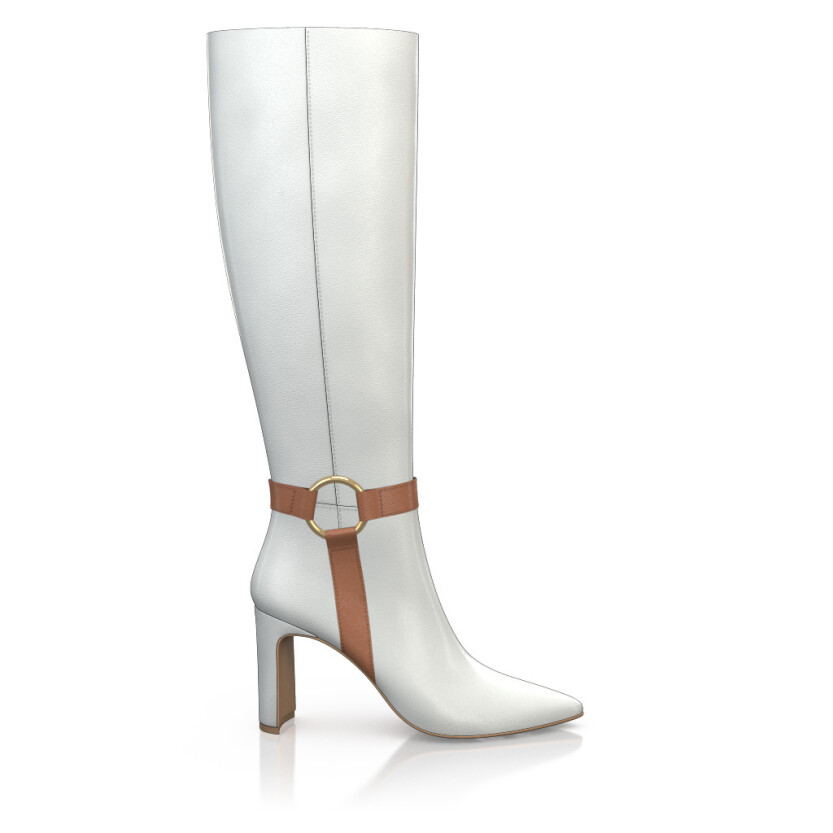 Pointed Toe Heeled Knee-High Boots 49483