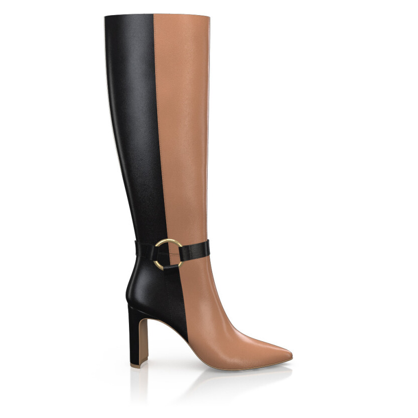 Pointed Toe Heeled Knee-High Boots 49486