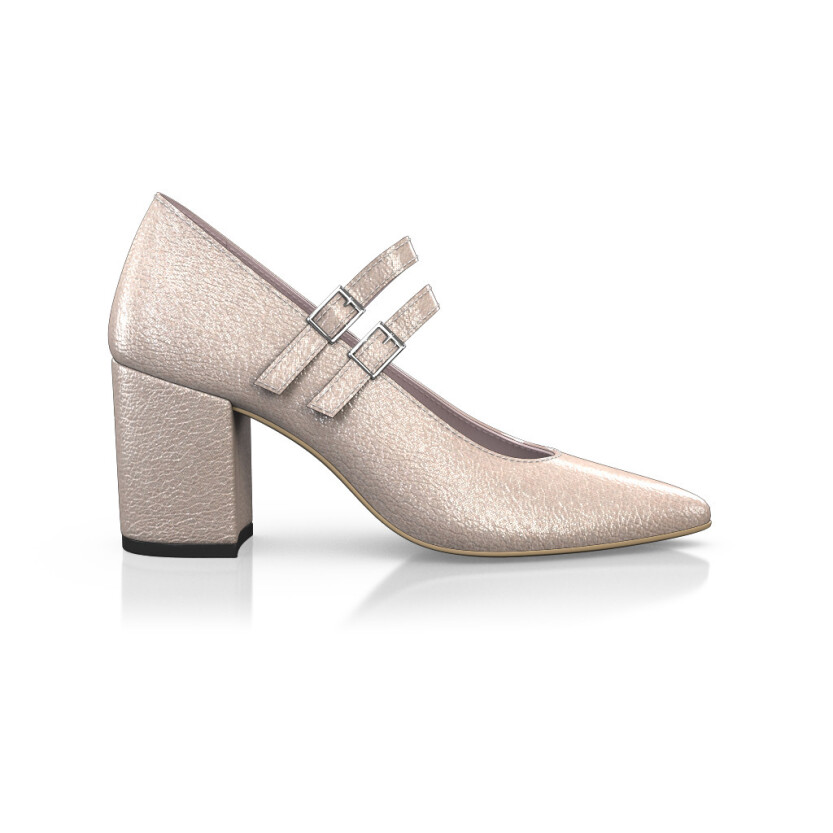 Block Heel Pointed Toe Shoes 6554