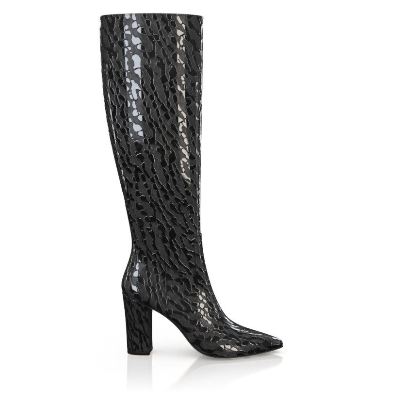 Pointed Toe Heeled Knee-High Boots 51749