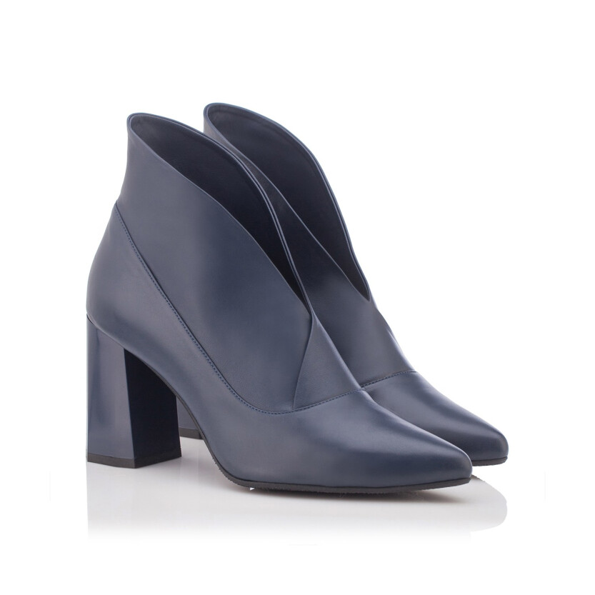 Block Heel Pointed Toe Ankle Boots Bella Deep Blue