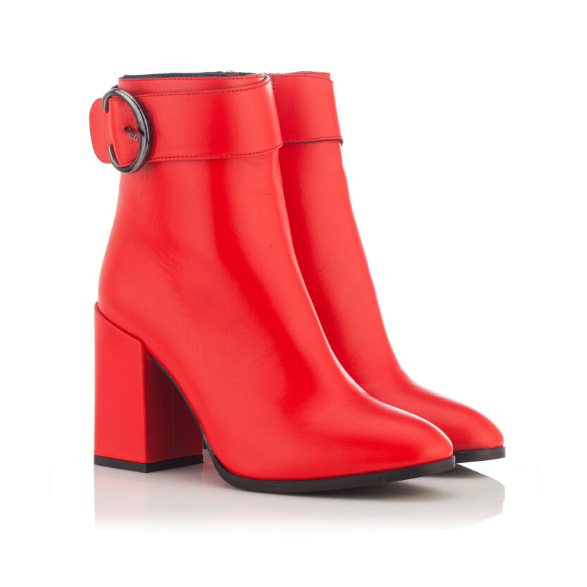 Block Heel Ankle Boots Anna Red