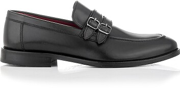 Men`s Double Buckle Loafers Alessandro Black