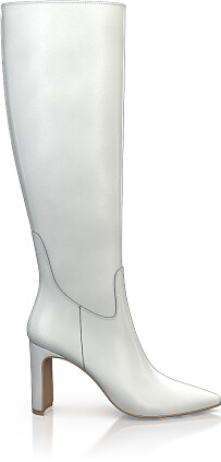 Pointed Toe Heeled Knee-High Boots 49402