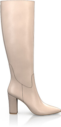 Pointed Toe Heeled Knee-High Boots 49408