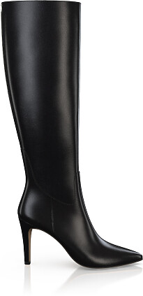 Pointed Toe Heeled Knee-High Boots 49411