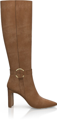 Pointed Toe Heeled Knee-High Boots 49414