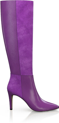 Pointed Toe Heeled Knee-High Boots 49417