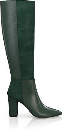 Pointed Toe Heeled Knee-High Boots 49420