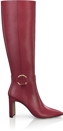 Pointed Toe Heeled Knee-High Boots 49426