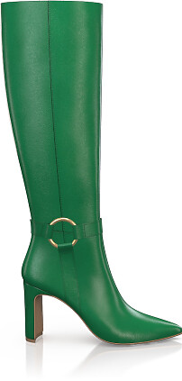 Pointed Toe Heeled Knee-High Boots 49435
