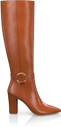 Pointed Toe Heeled Knee-High Boots 50204