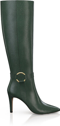 Pointed Toe Heeled Knee-High Boots 50213