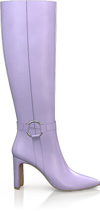 Pointed Toe Heeled Knee-High Boots 50216