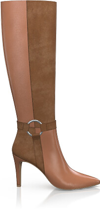 Pointed Toe Heeled Knee-High Boots 51593