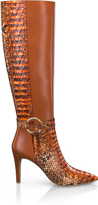Pointed Toe Heeled Knee-High Boots 51602