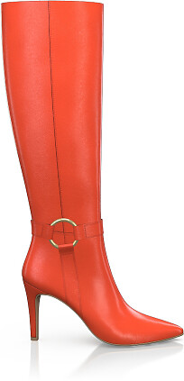 Pointed Toe Heeled Knee-High Boots 51752