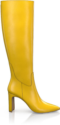 Pointed Toe Heeled Knee-High Boots 51755