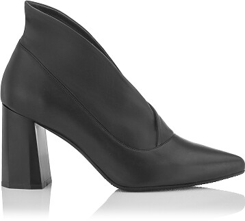 Block Heel Pointed Toe Ankle Boots Bella Soft leather Black