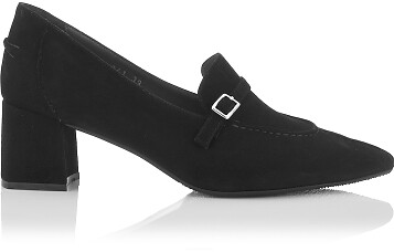 Block Heel Pointed Toe Shoes Grazia Suede Black