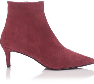 Pointed Toe Ankle Boots Alice Suede Burgundy