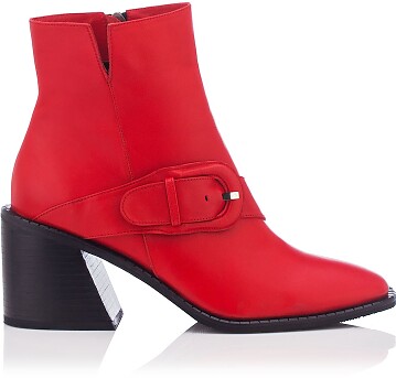 Buckle Ankle Boots Patrizia Red