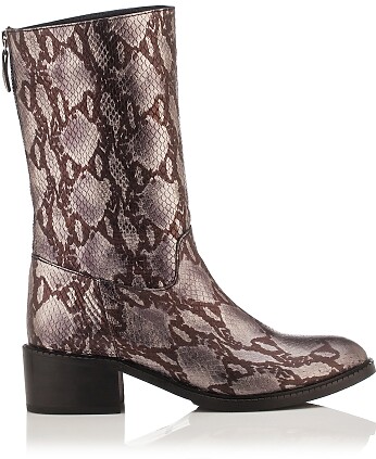 Casual Ankle Boots Irene Snake stamped leather - Bronze