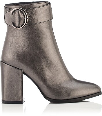 Block Heel Ankle Boots Anna Wrinkled patent leather Bronze 