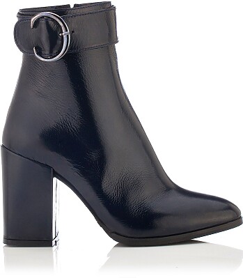 Block Heel Ankle Boots Anna Wrinkled patent leather Blue
