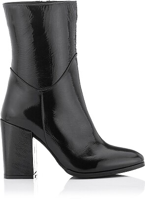 Block Heel Ankle Boots Vittoria Wrinkled patent leather Black