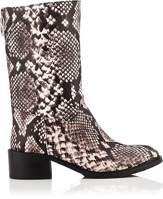 Casual Ankle Boots Irene Snake stamped leather - Beige