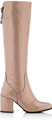 Block Heel Boots Caterina Wrinkled patent leather Khaki