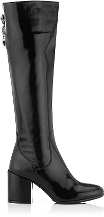Block Heel Boots Caterina Wrinkled patent leather Black