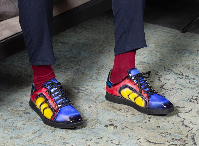 Men's luxury square toe sneakers